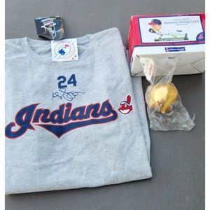 Chief Wahoo Grady Sizemore 2007 Rawlings Gold Ball  T-Shirt Bobblehead New